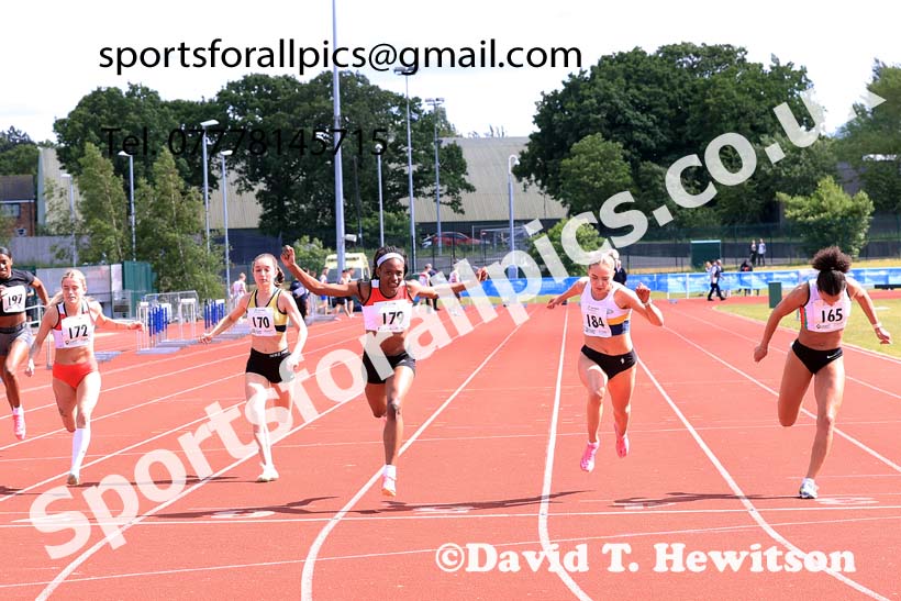 Senior Womens 100 metres, 2024 Northern Senior and Under-20s Track and Field Champs, Middlesbrough.  Photo: David T. Hewitson/Sports for All Pics